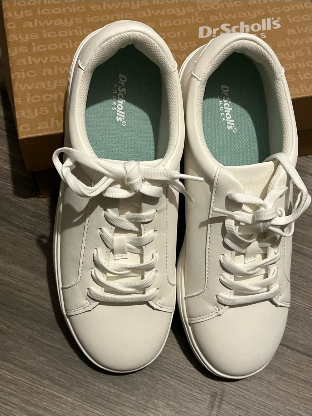 Dr. Scholl's Women's White Lace-Up Sneakers with Mint Insole